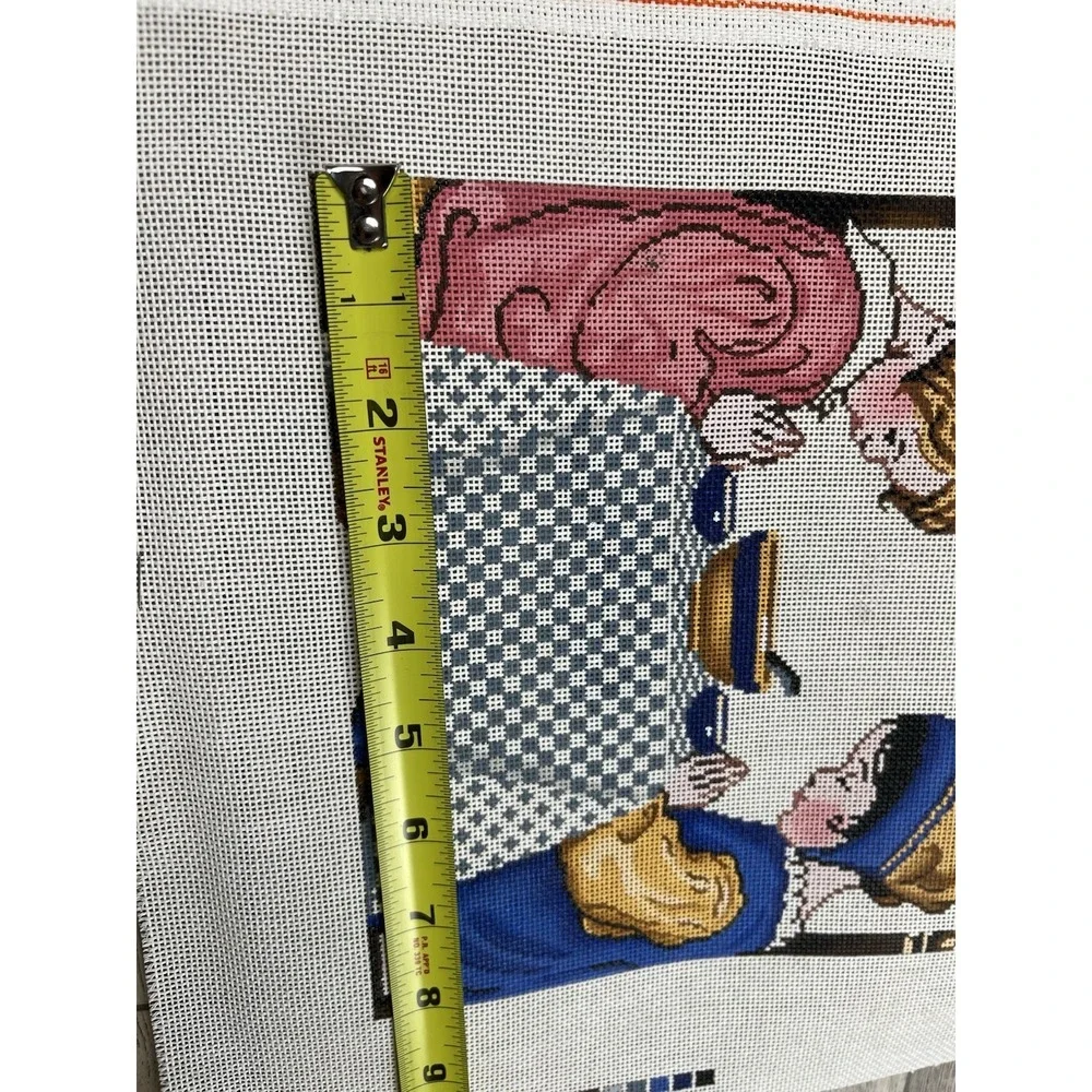 LEE Hand Painted Needlepoint Canvas Give Thanks Dinner Time Praying Girls 18ct